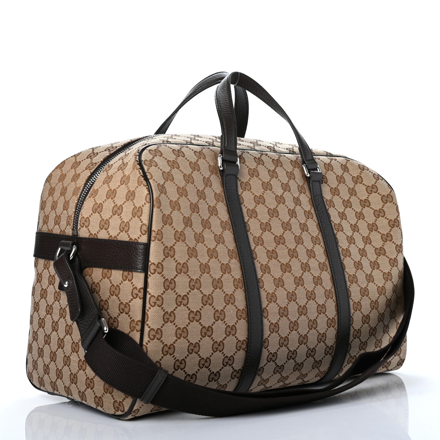 Gucci Monogram Dollar Calfskin Boston Duffle Bag Beige Ebony Testa di Moro Marrone Scuro 3 of 10
