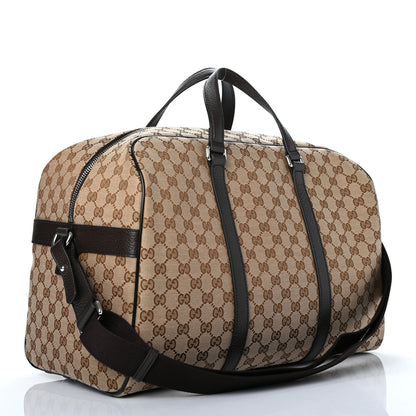 Gucci Monogram Dollar Calfskin Boston Duffle Bag Beige Ebony Testa di Moro Marrone Scuro 3 of 10