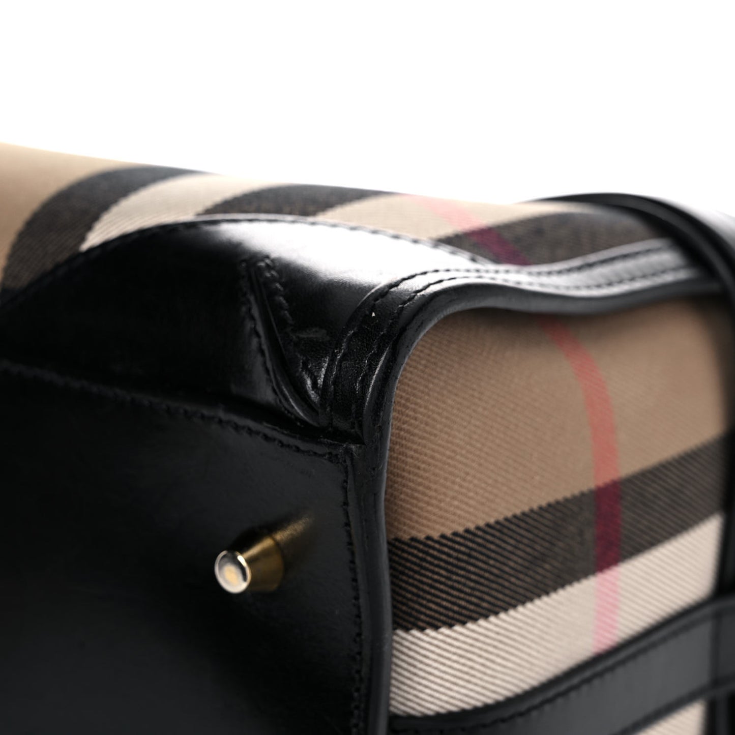 House Check Bridle Calfskin Medium Alchester Bowling Bag Black