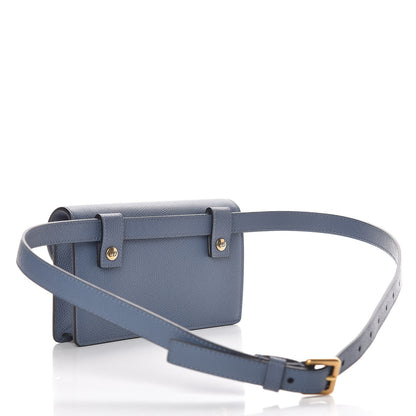 Christian Dior Grained Calfskin Saddle Belt Clutch Denim Blue 3 of 12