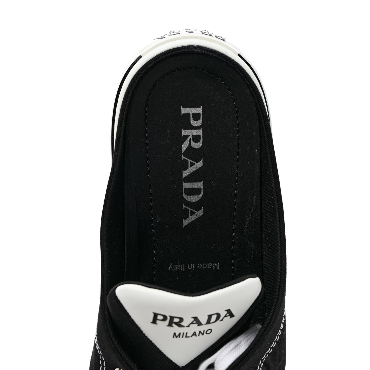 Prada Nylon Gabardine Point-Toe Sneaker Mules 40 Black 12 of 18