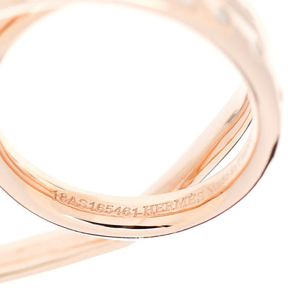 Hermes 18K Rose Gold Diamond Vertige Coeur Double Ring 50 5.25 4 of 5