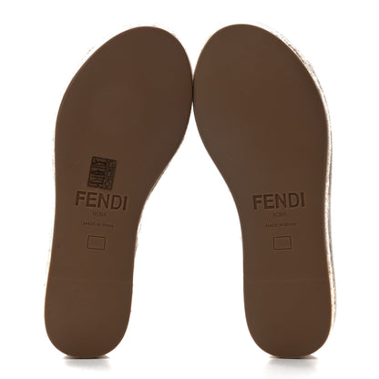 Fendi Nappa FF Embossed Espadrille Platform Sandals 35.5 Snow 5 of 7