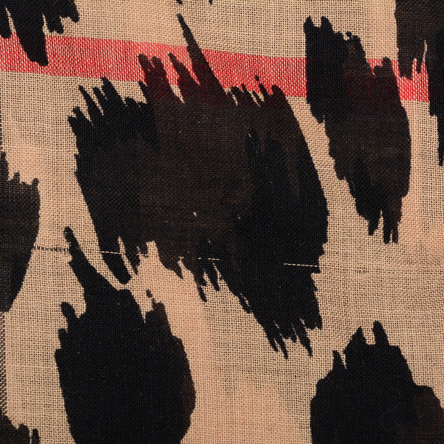 Wool Silk Animal Check Lightweight Scarf Camel