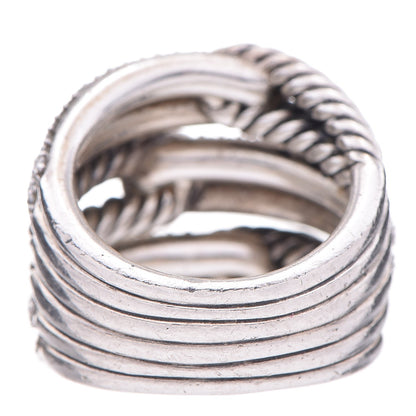 David Yurman Sterling Silver Pave Diamond 19mm Labyrinth Triple Loop Ring 51 5.75 3 of 5