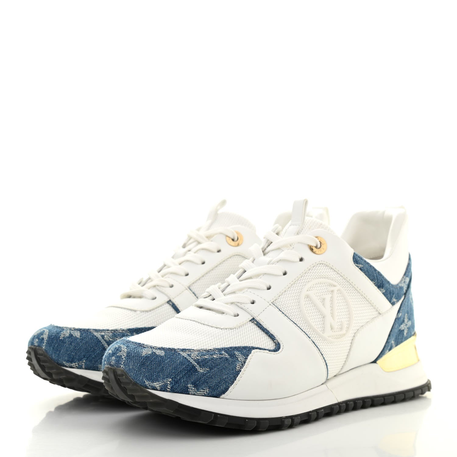 Louis Vuitton Calfskin Monogram Denim Run Away Sneakers 38 White 3 of 11