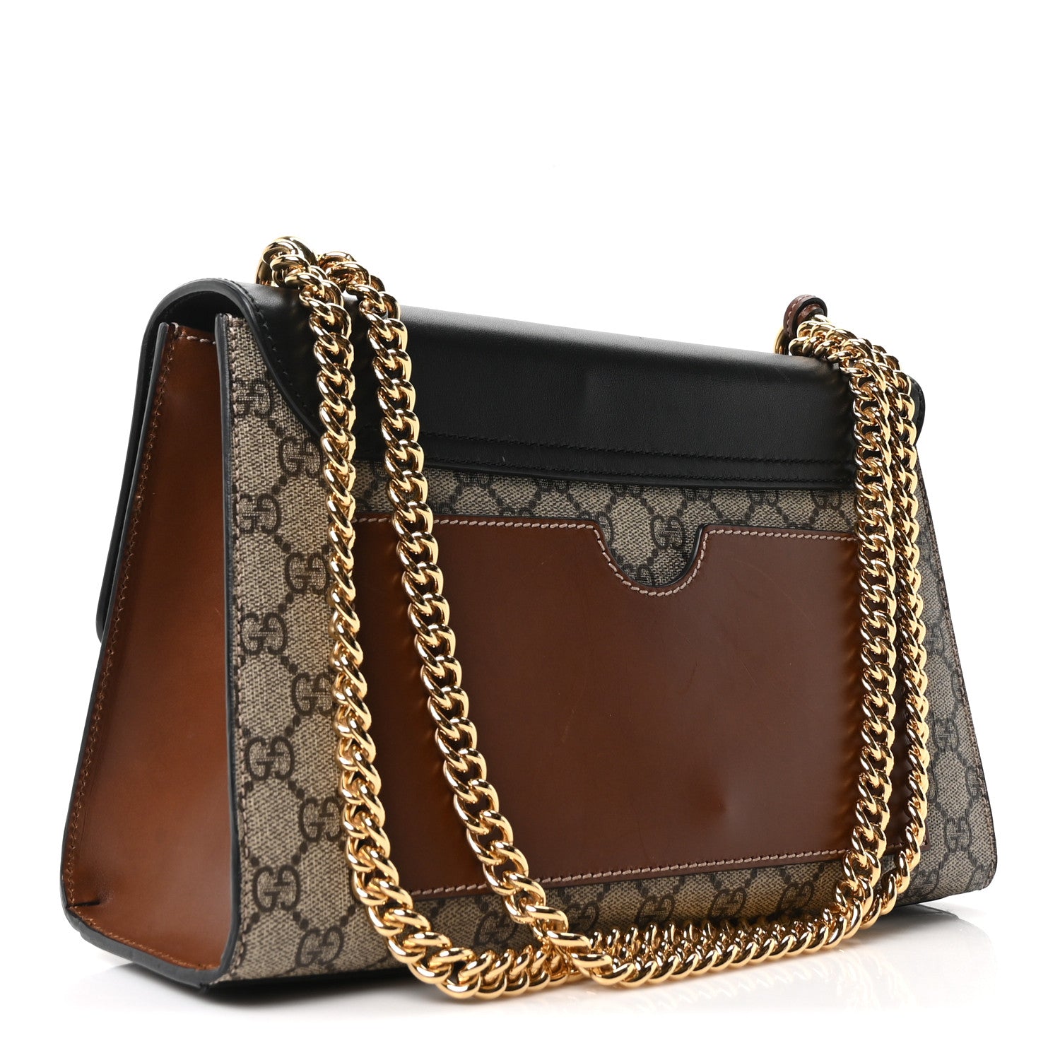 Gucci GG Supreme Monogram Calfskin Medium Padlock Shoulder Bag Beige Black Cuir 3 of 10