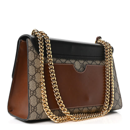 Gucci GG Supreme Monogram Calfskin Medium Padlock Shoulder Bag Beige Black Cuir 3 of 10