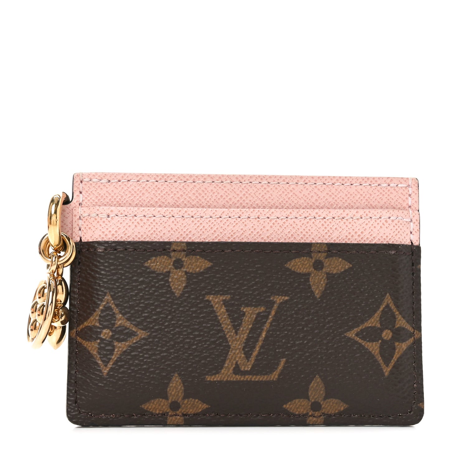 Monogram LV Charms Card Holder Rose Ballerine
