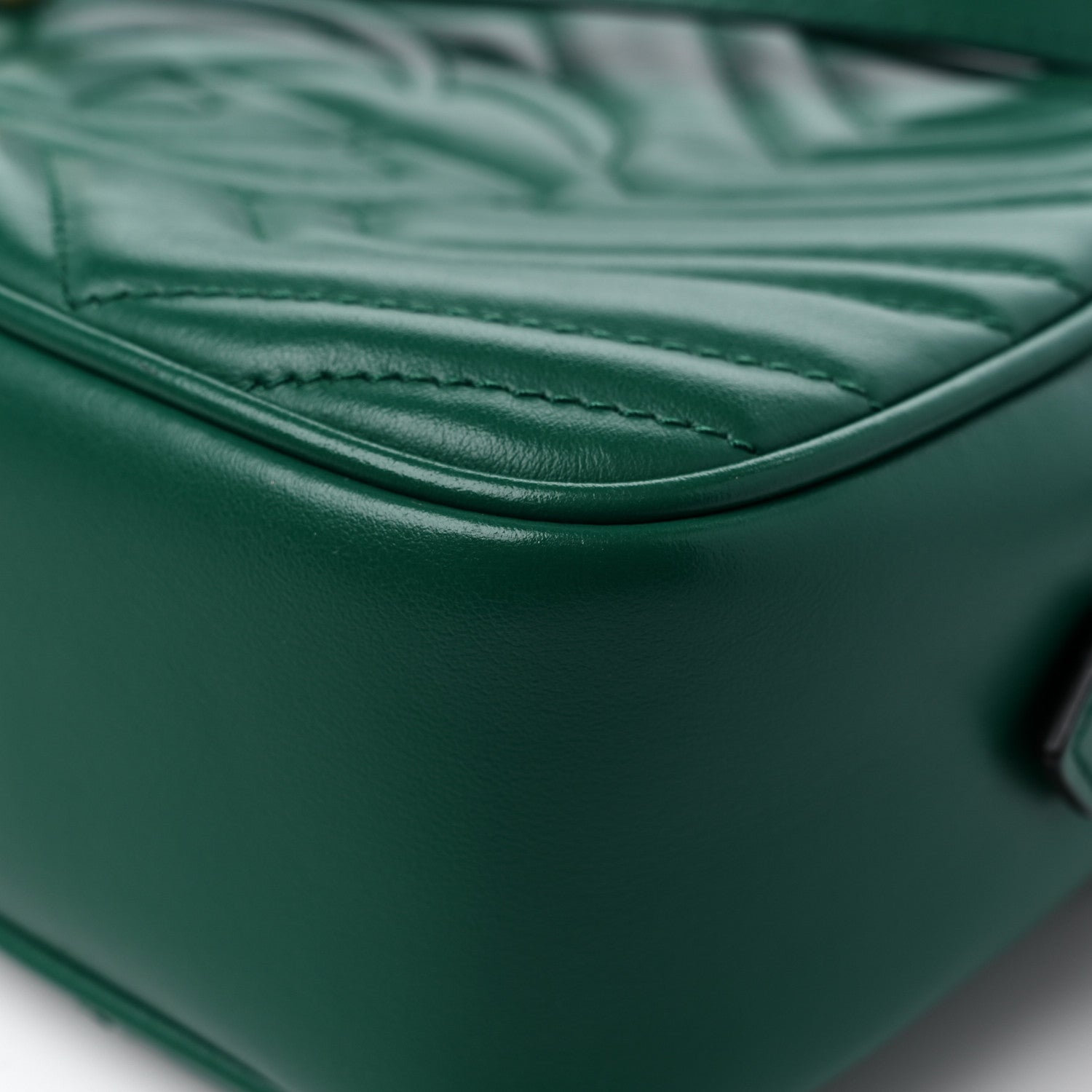 Gucci Calfskin Matelasse Small GG Marmont Chain Shoulder Bag Emerald Green 12 of 13
