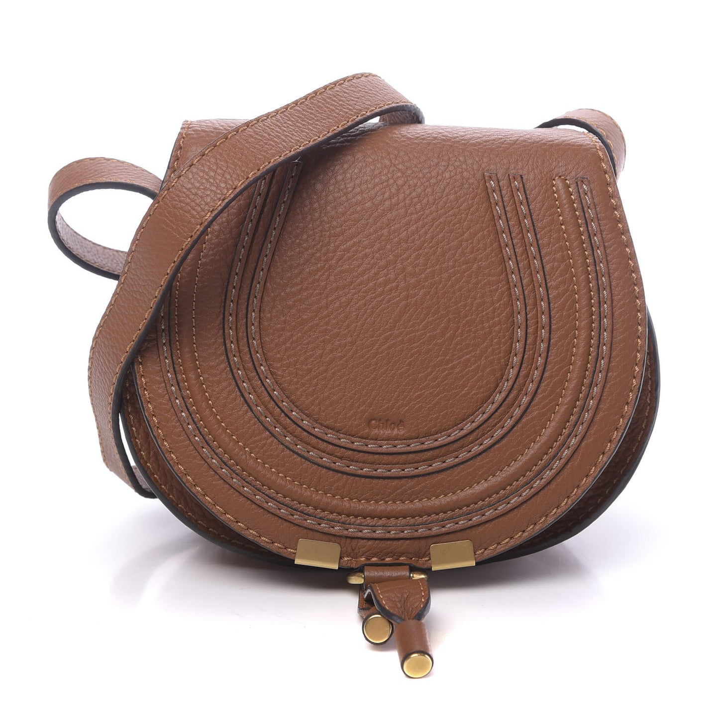 Calfskin Mini Marcie Round Crossbody Bag Tan
