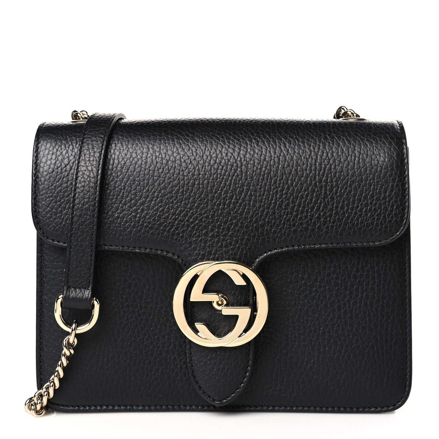 Dollar Calfskin Small Interlocking G Shoulder Bag Black