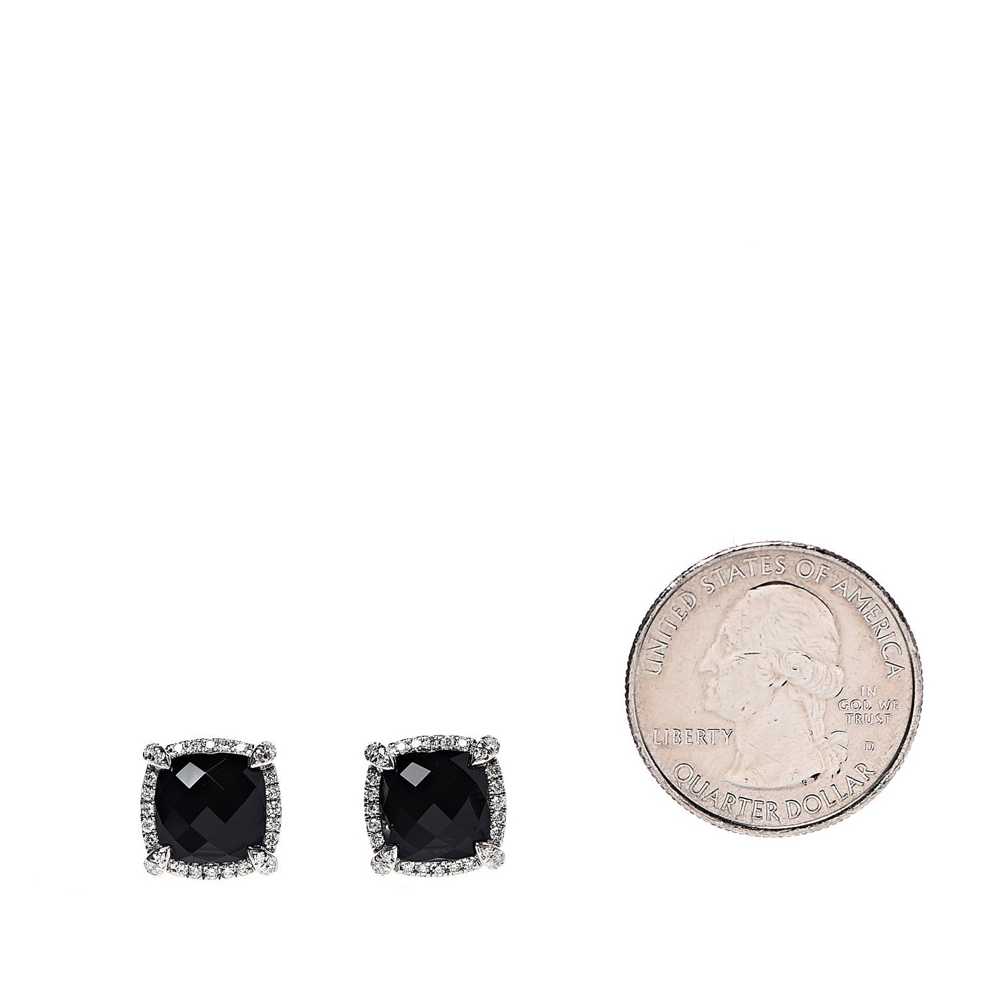 Sterling Silver Diamond Black Onyx 9mm Chatelaine Bezel Earrings