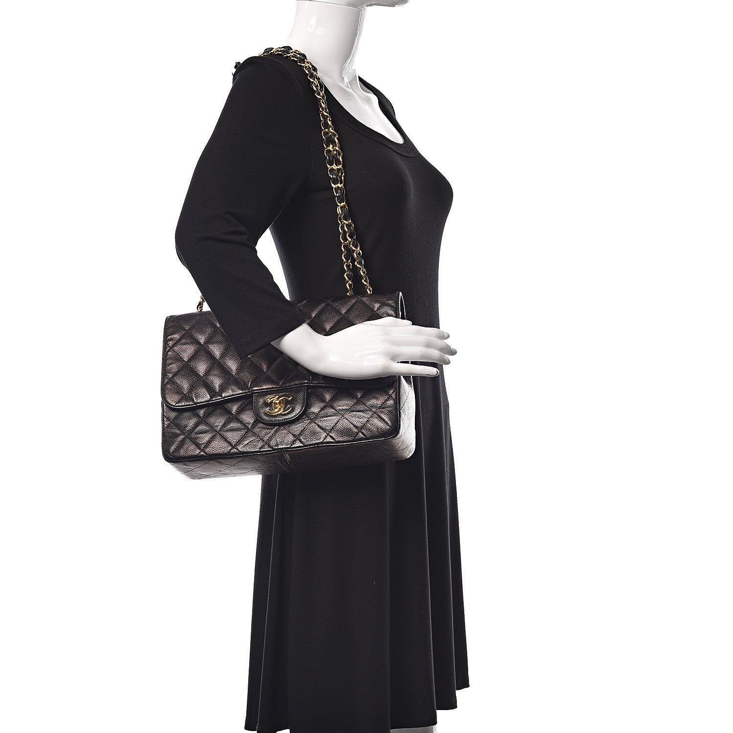 Chanel Caviar Quilted Jumbo Single Flap Black 2 of 27