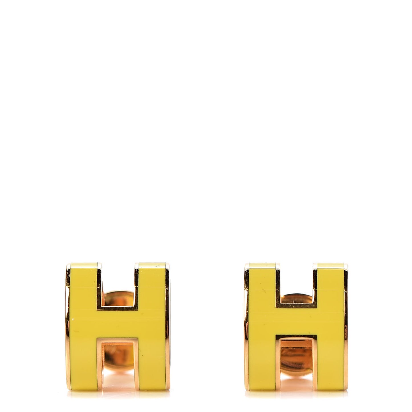 Gold Lacquered Pop H Earrings Jaune Sature