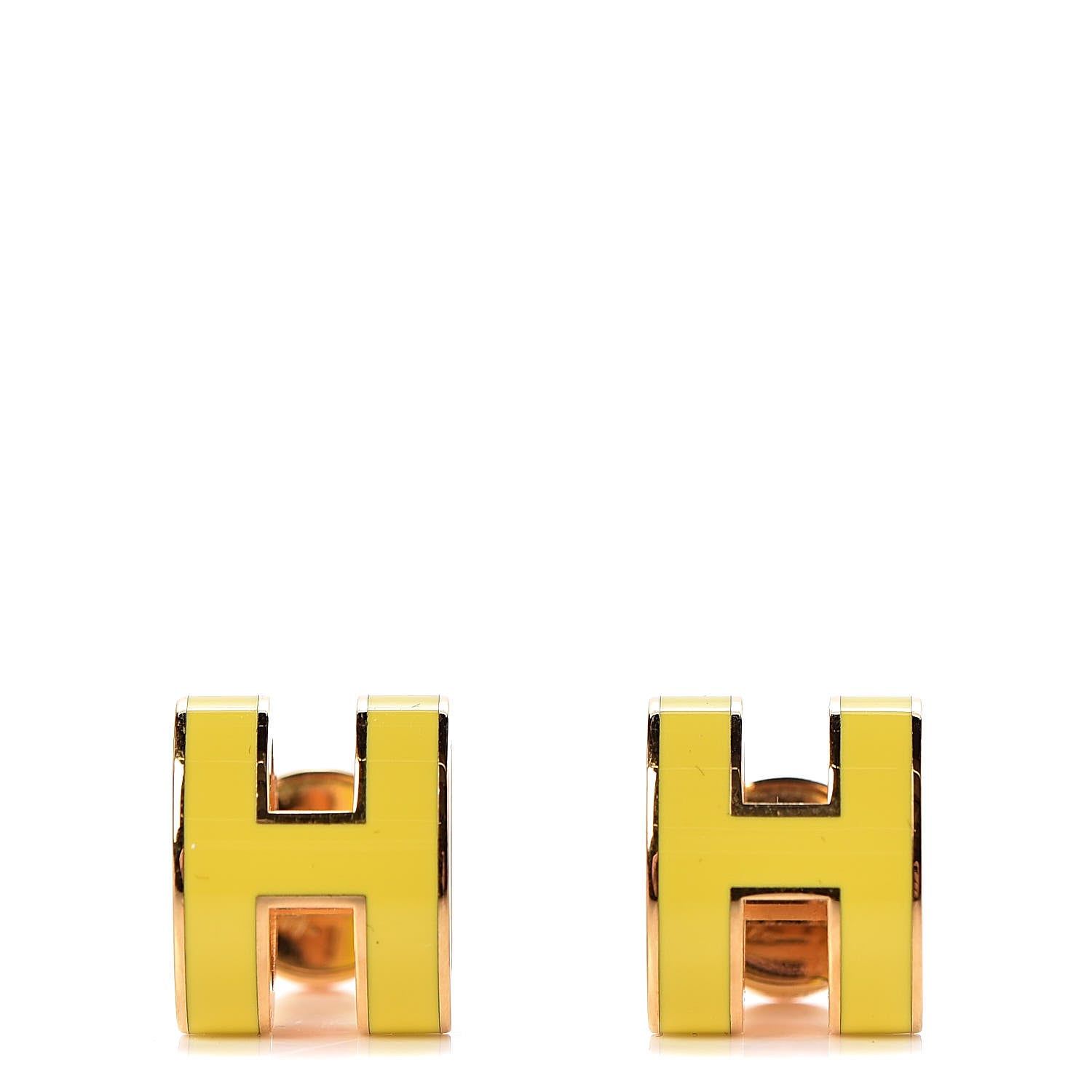 Hermes Gold Lacquered Pop H Earrings Jaune Sature 1 of 5