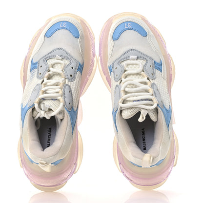 Balenciaga Fabric Mesh Clear Sole Womens Triple S Sneakers 37 Light Blue Grey Lilac White 2 of 13