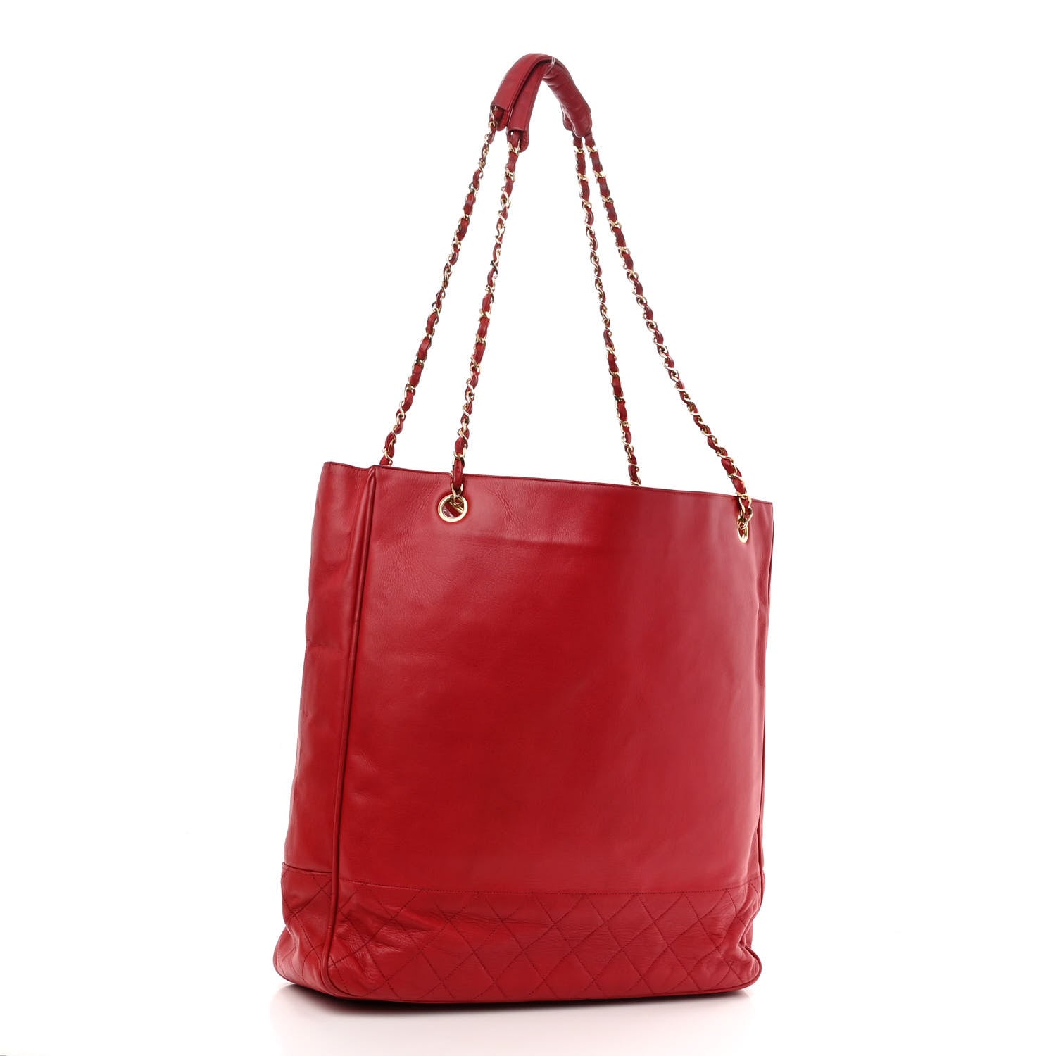 Chanel Lambskin Quilted Tote Red 3 of 17