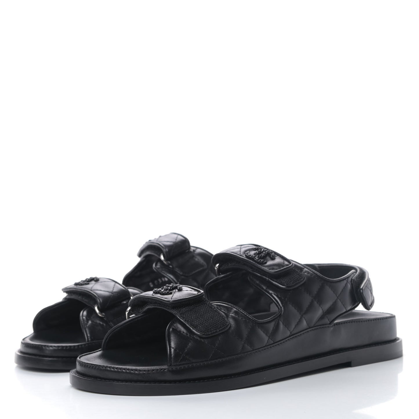 Lambskin Velcro Dad Sandals 41.5 Black