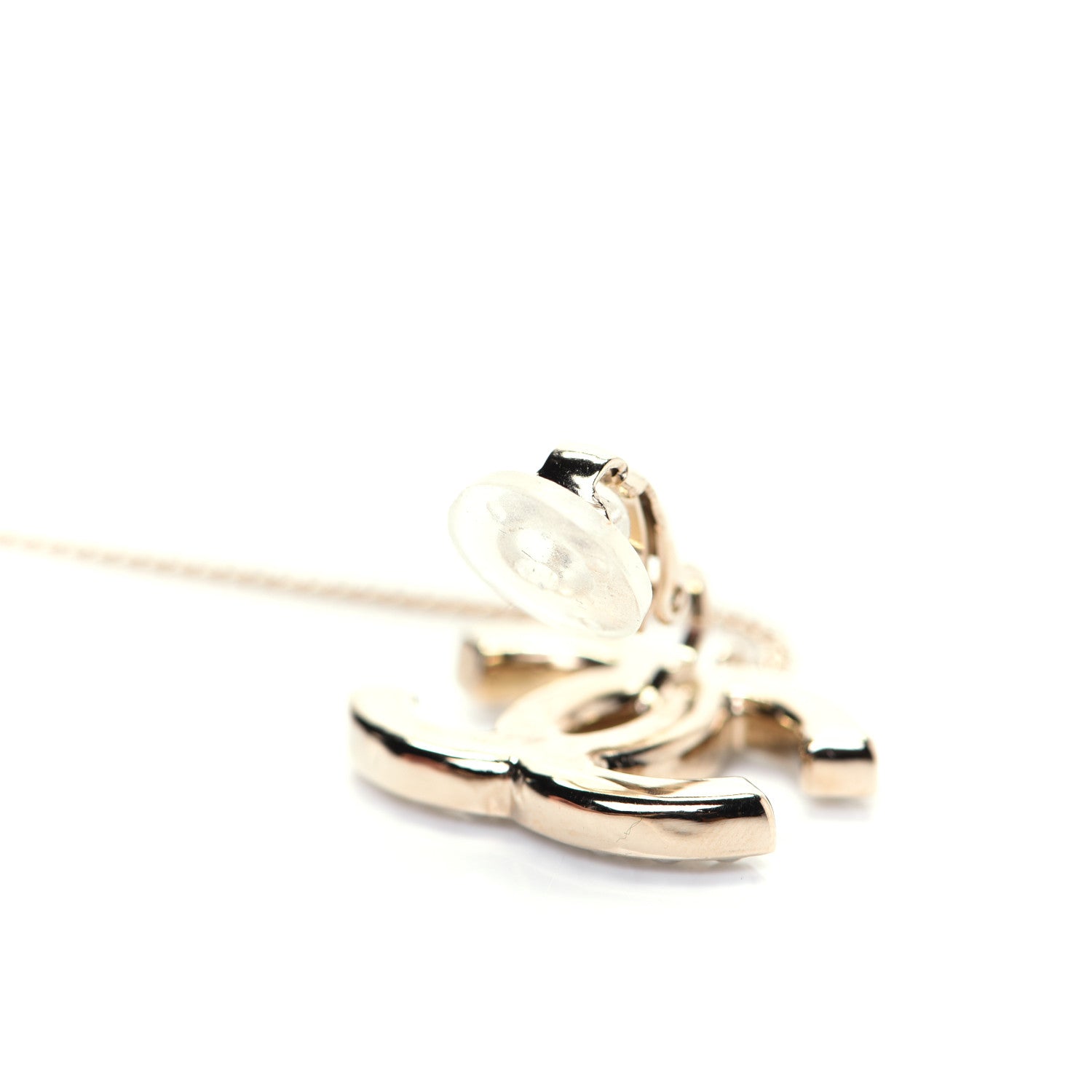 Chanel Crystal CC Chain Cuff Single Clip On Earring Gold Pearly White 5 of 7