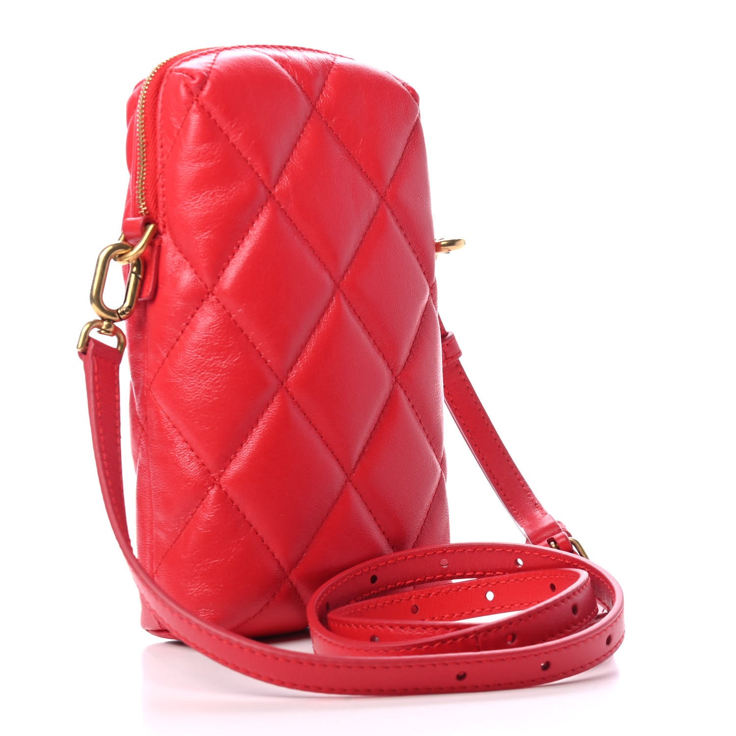 Nappa Calfskin Quilted Mini Touch B Shoulder Bag Bright Red