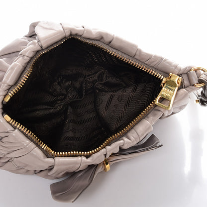 Prada Nappa Gaufre Bow Wristlet Clutch Pomice 5 of 8