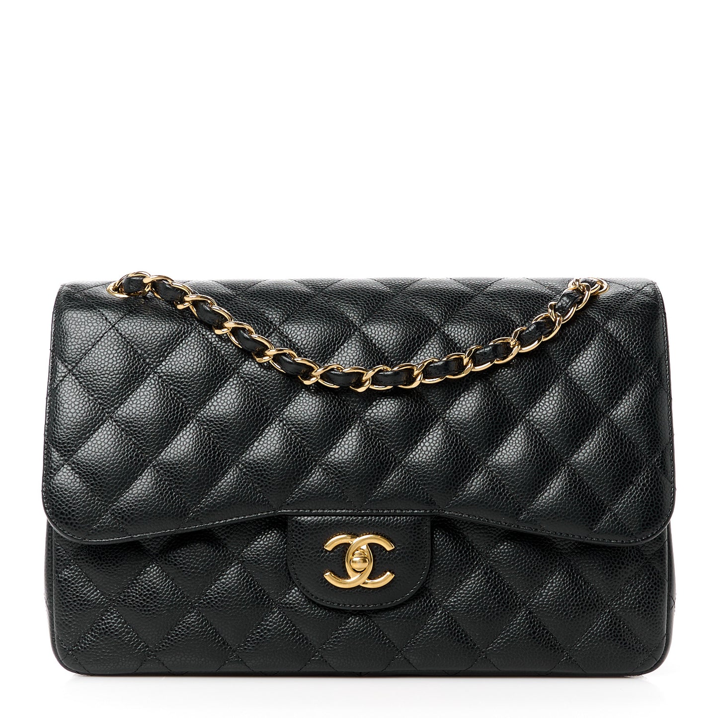 Caviar Quilted Jumbo Double Flap Black