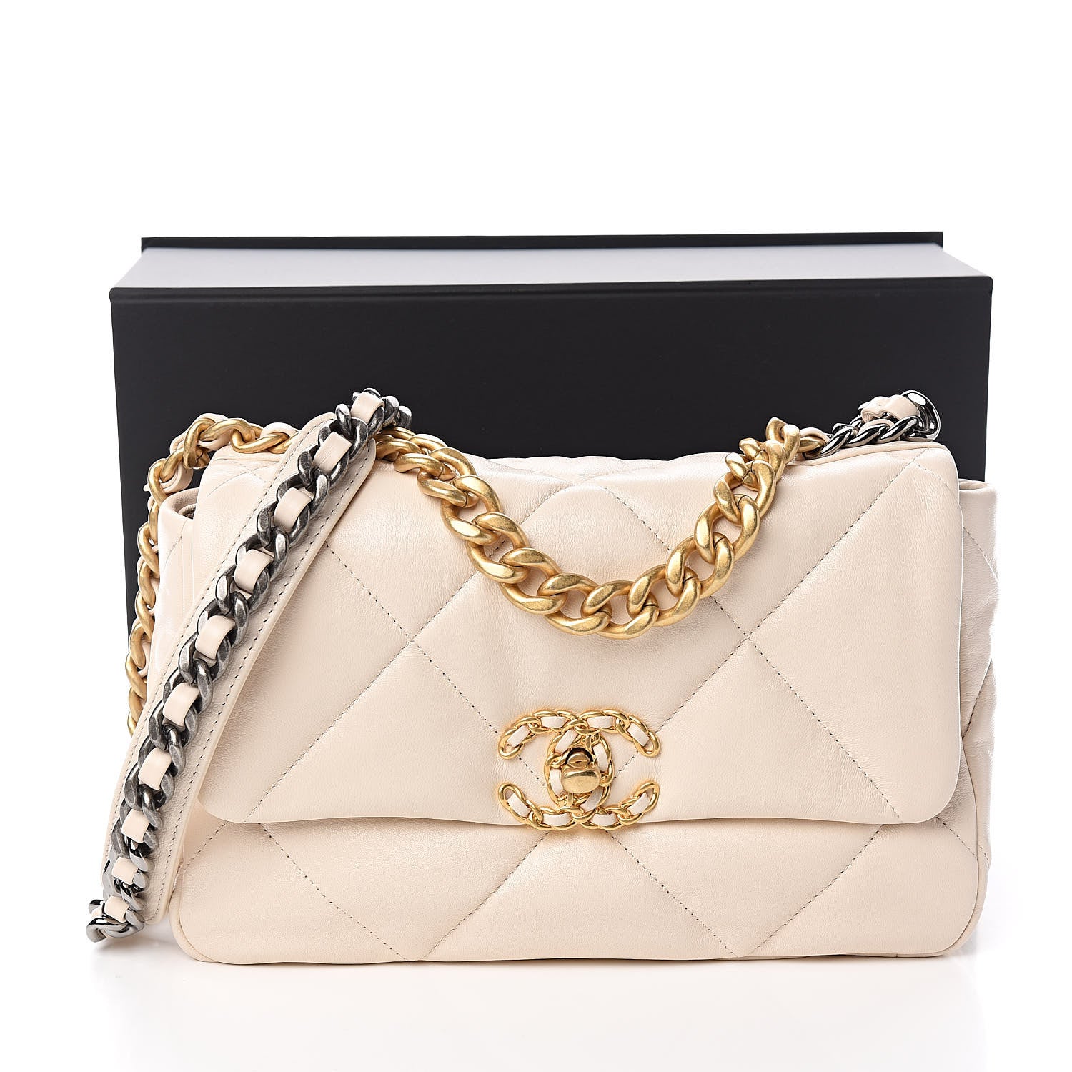 Chanel Lambskin Quilted Medium 19 Flap Light Beige 11 of 11