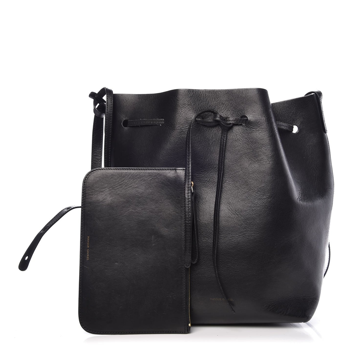 Vegetable Tanned Calfskin Bucket Bag Black
