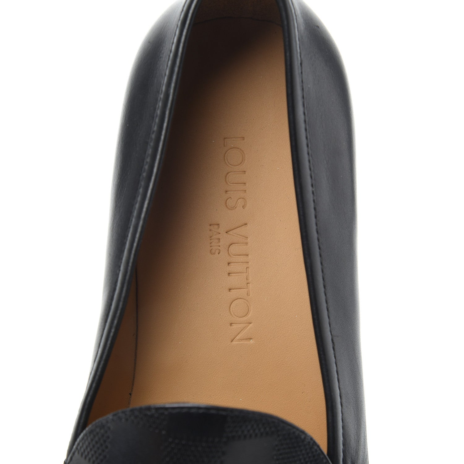 Louis Vuitton Calfskin Damier Mens Loafers 8.5 Black 5 of 7