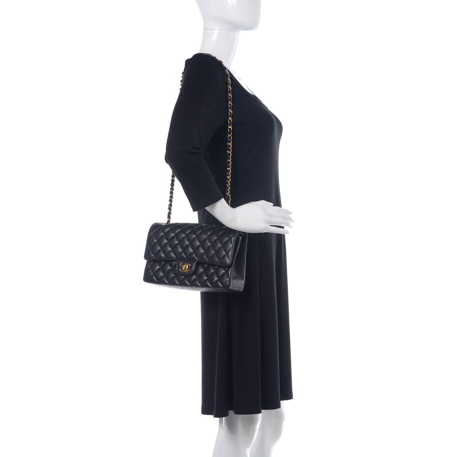 Chanel Caviar Quilted Medium Double Flap Black 2 of 12
