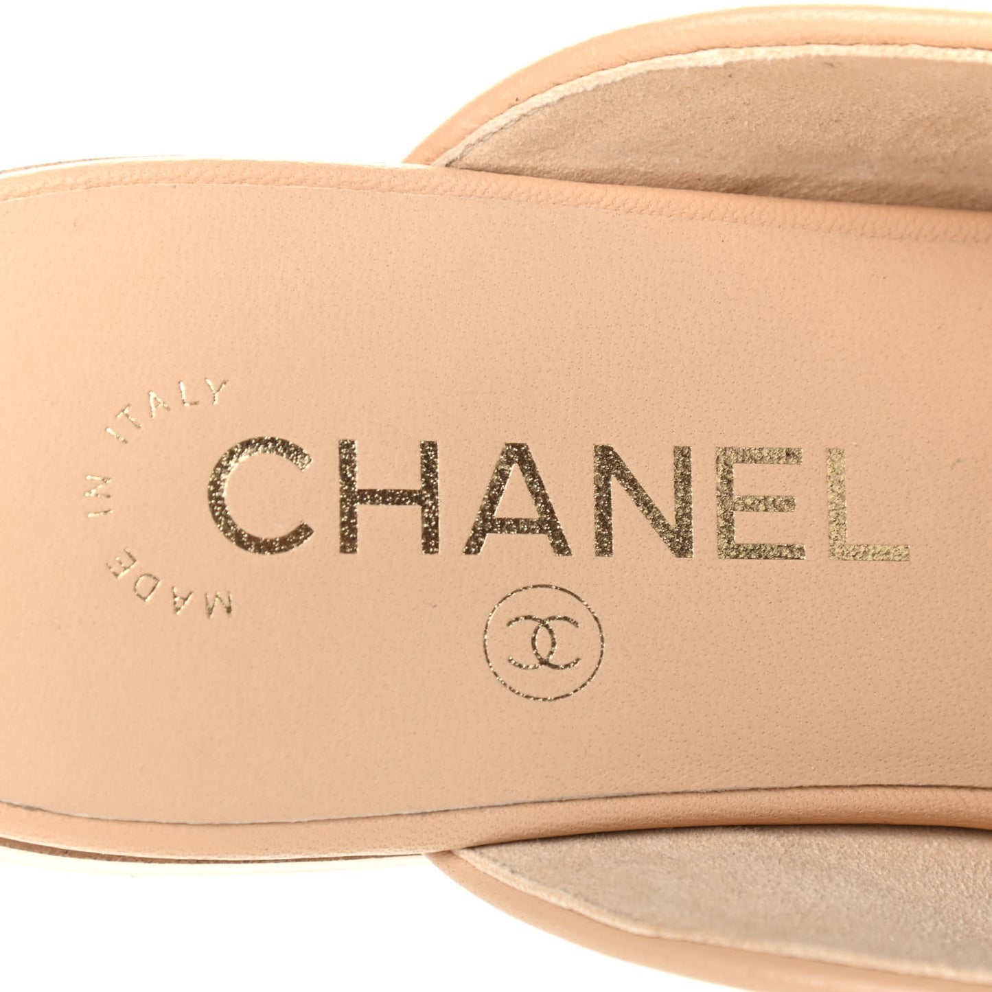 Lambskin Pearl CC Mules 37.5 Beige