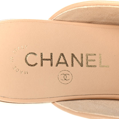 Chanel Lambskin Pearl CC Mules 37.5 Beige 7 of 8