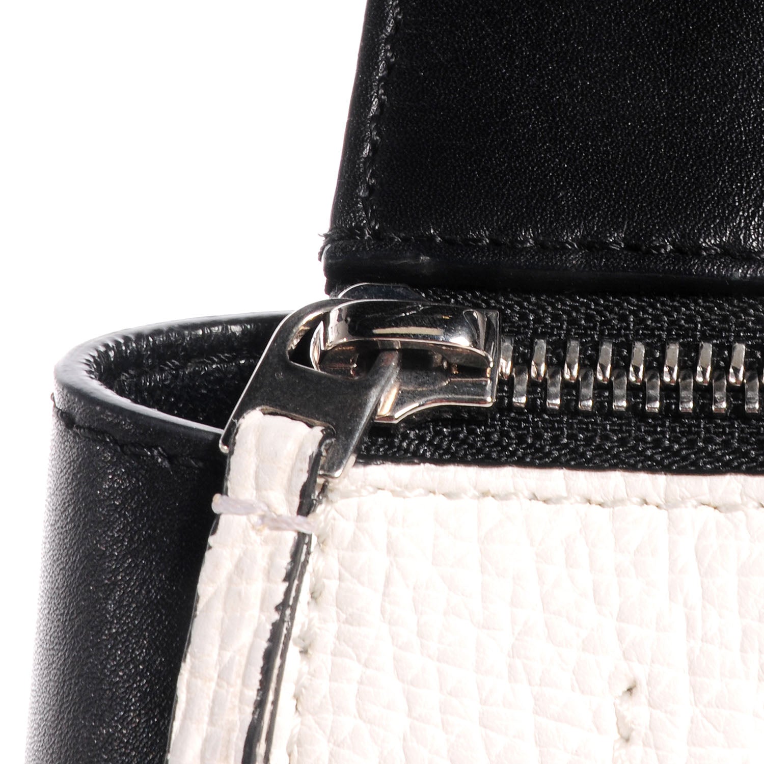 Celine Textured Calfskin Medium Bi-Color Edge Shoulder Bag Black White 9 of 9