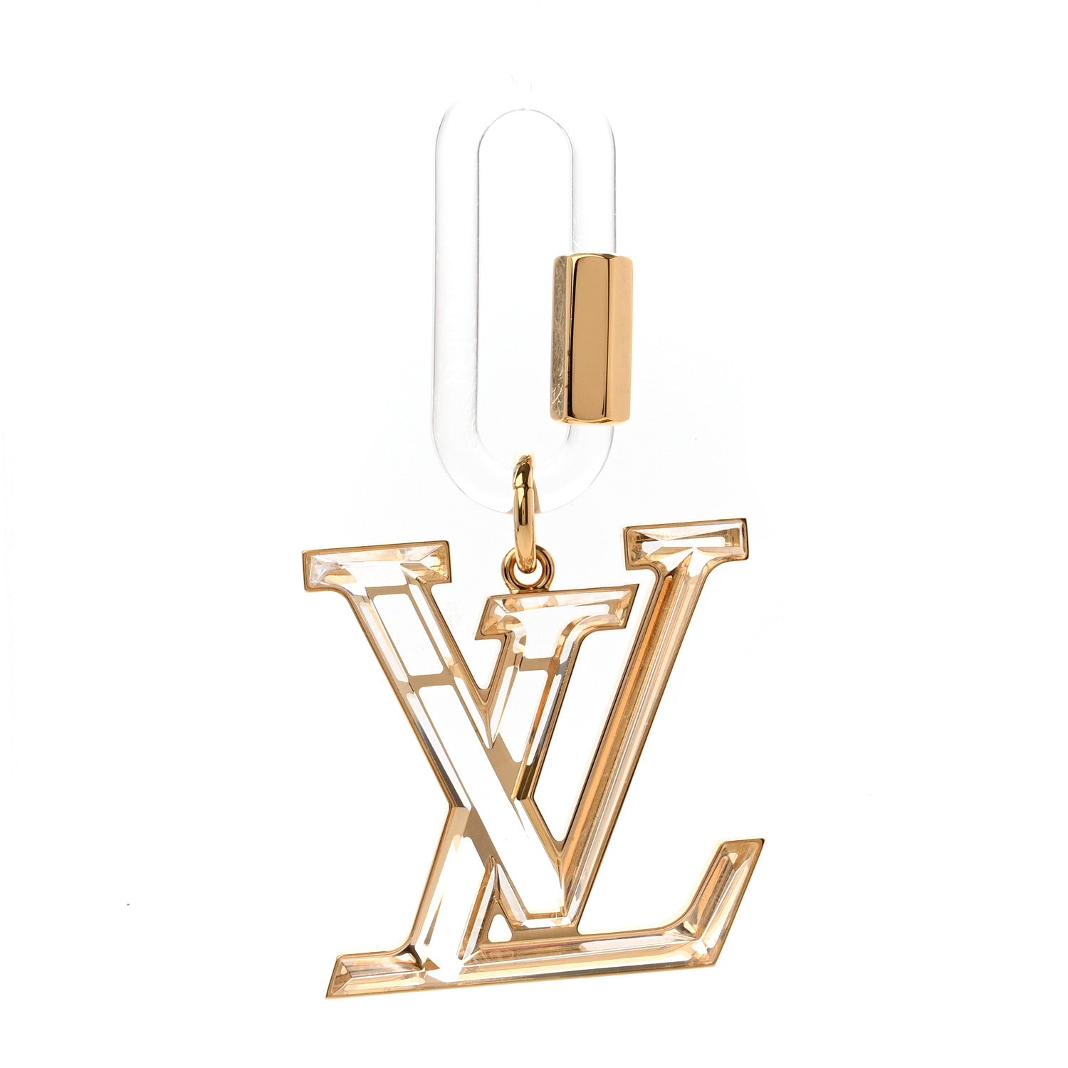 Louis Vuitton Plexiglass Prism LV Bag Charm Key Holder Gold 1 of 8