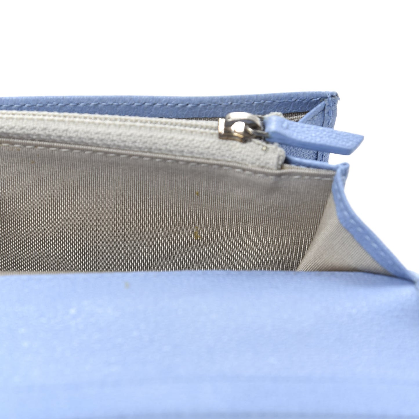 Goatskin Camellia Embossed Yen Wallet Blue