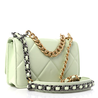 Chanel Lambskin Quilted Chanel 19 Wallet On Chain WOC Light Green 3 of 12
