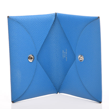 Hermes Epsom Calvi Card Case Bleu Zanzibar 5 of 8