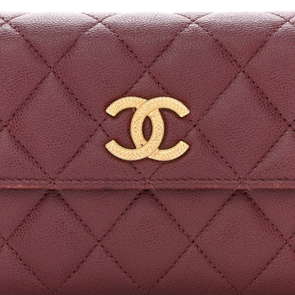 Chanel Caviar Quilted Studded CC Large Gusset Flap Wallet Burgundy 9 of 12