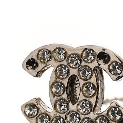 Chanel Crystal Pearl CC Drop Earrings Silver 5 of 5