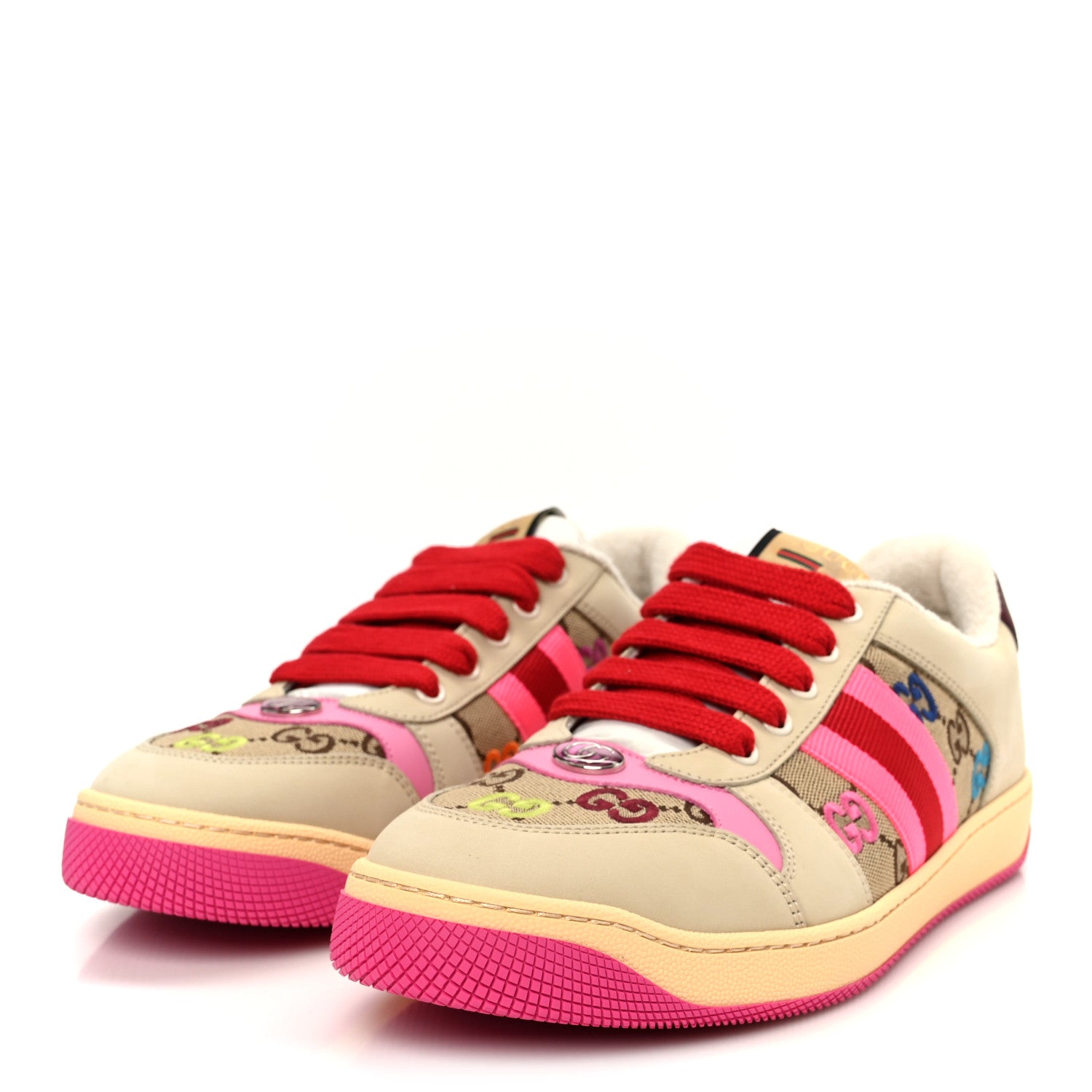 Gucci New Canvas GG Miro Soft Web Screener Sneakers 41 Pink Beige Multicolor 4 of 10