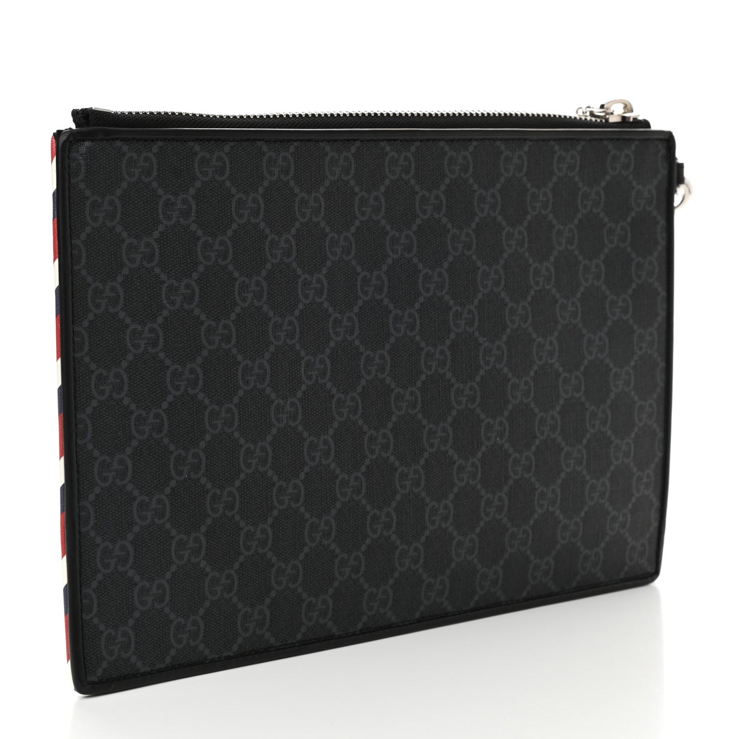 GG Supreme Monogram Night Courrier Zip Wristlet Pouch Black Multicolor