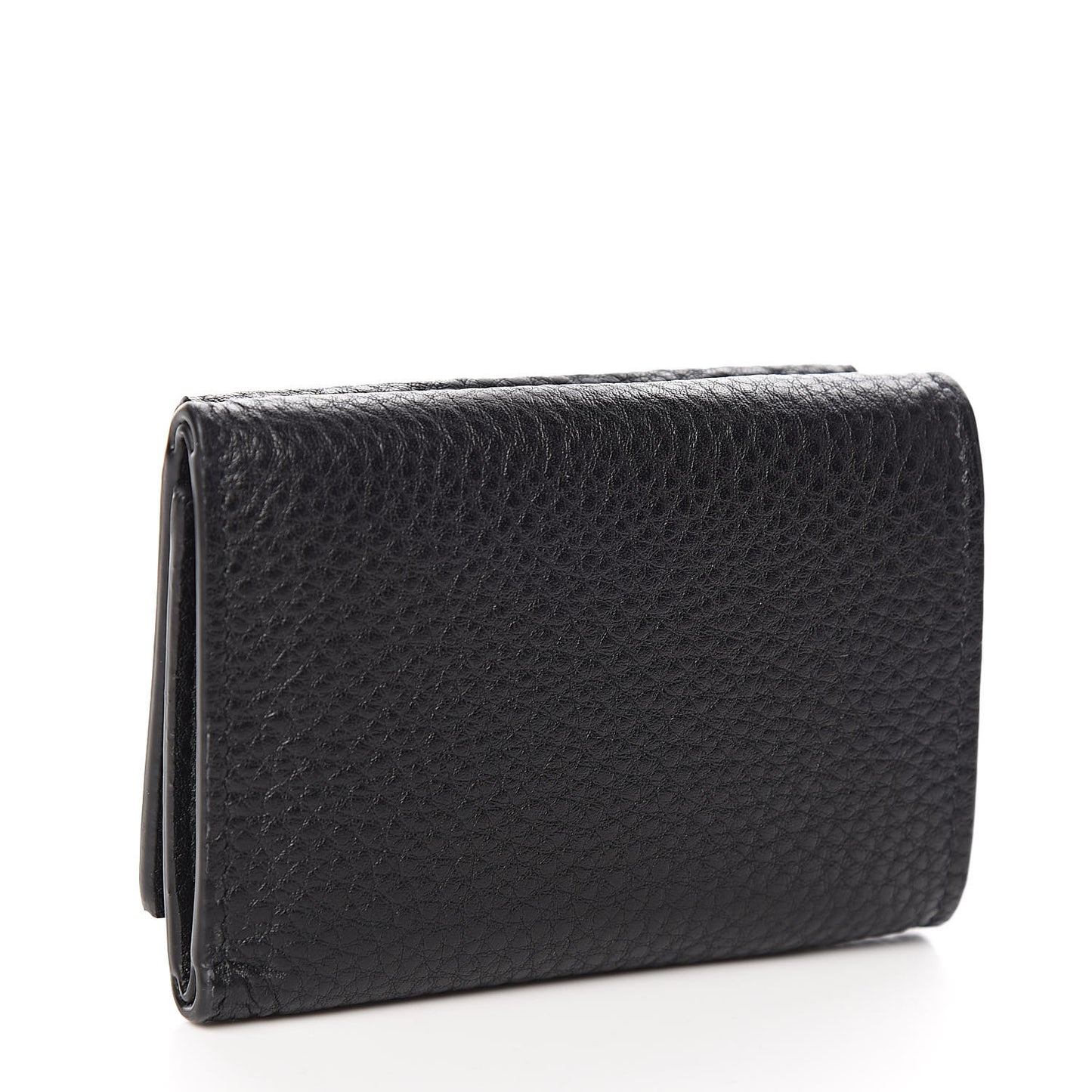 Vitello Grain Small Tri-Fold Wallet Black