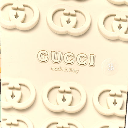 Gucci X PIKARAR Cubic Rubber Monogram Animal Print Womens Interlocking G Platform 42mm Slide Sandals 38 Beige Ebony Multicolor 7 of 10