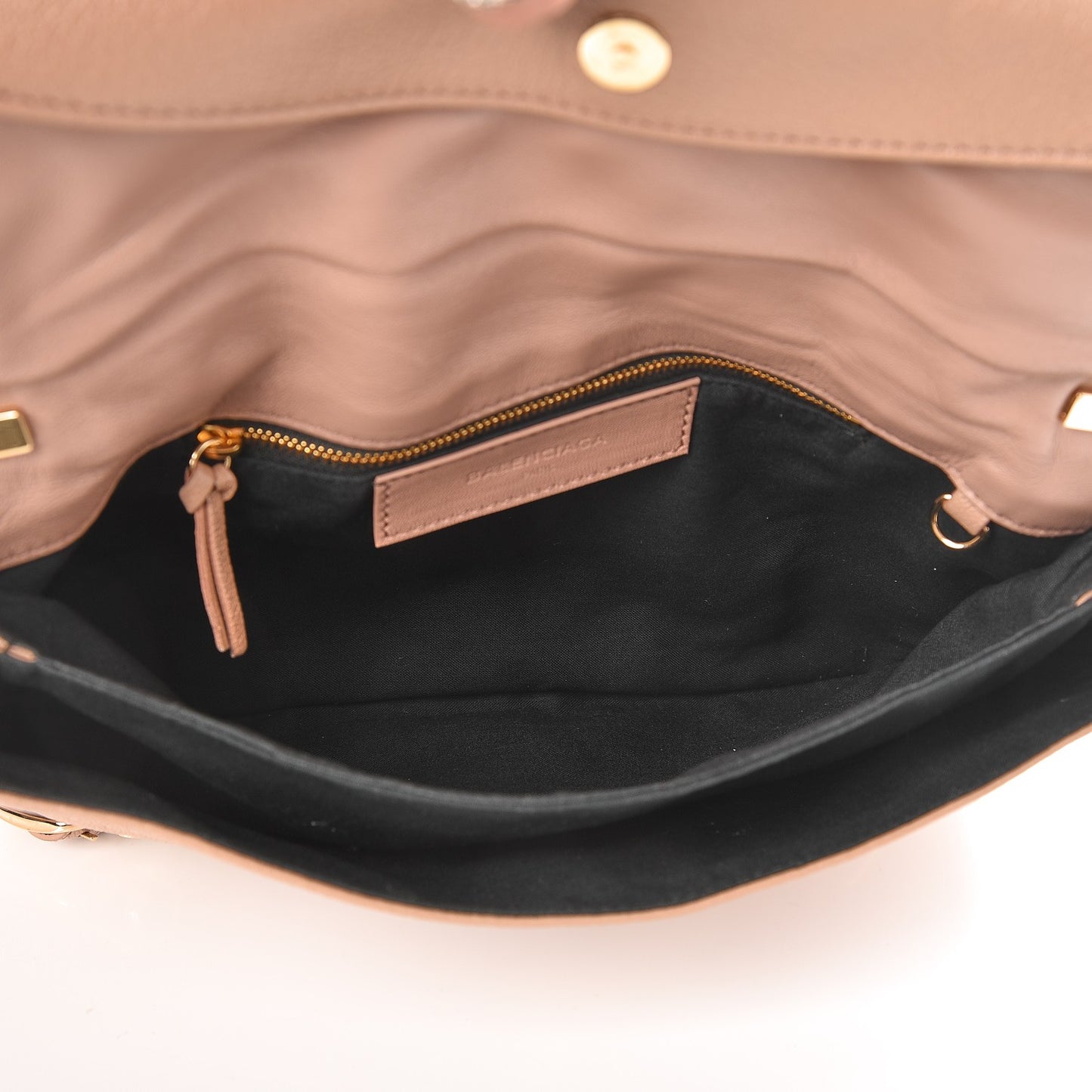 Chevre Gold Metallic Edge Hardware Envelope Clutch Rose Des Sables