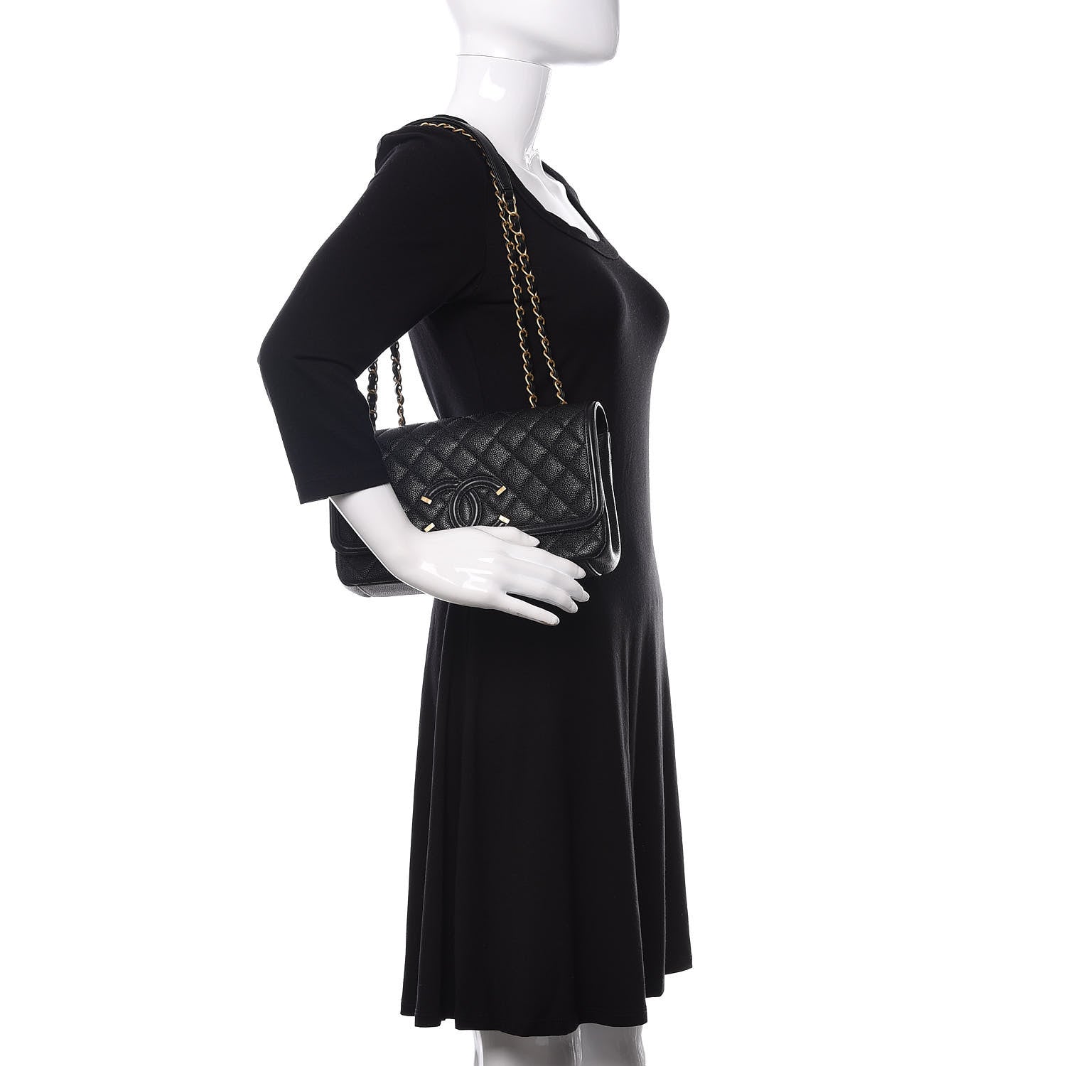 Chanel Caviar Quilted Medium CC Filigree Flap Black 2 of 13