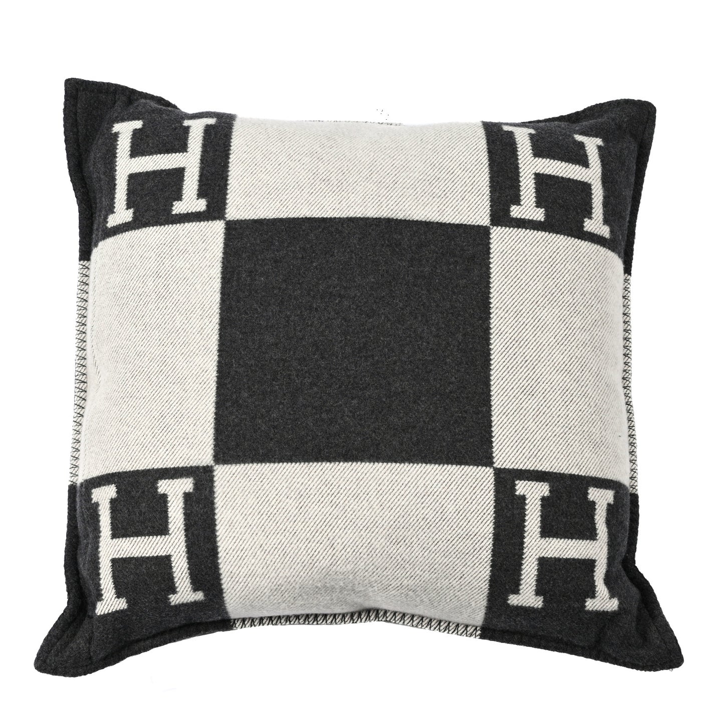 Wool Cashmere Avalon Pillow GM Ecru Gris Fonce