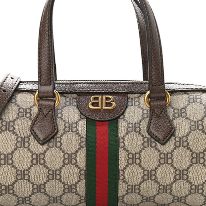Gucci X BALENCIAGA BB Supreme Monogram Web Small Ophidia Boston Bag Beige New Acero 10 of 11