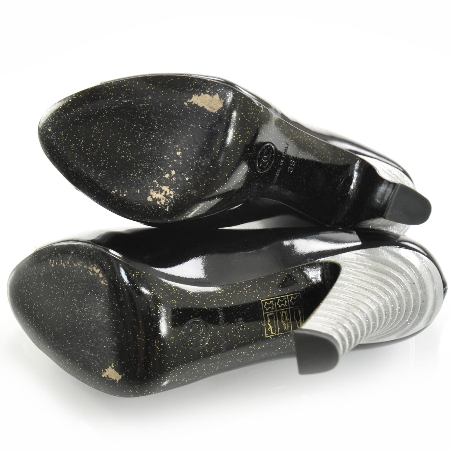 Chanel Patent Glitter Cap Toe Pumps 36 5 of 9