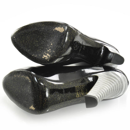 Chanel Patent Glitter Cap Toe Pumps 36 5 of 9